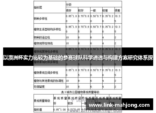 以澳洲杯实力比较为基础的参赛球队科学遴选与构建方案研究体系探